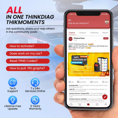 THINKDIAG Mini OBD2 Scanner for Comprehensive Vehicle Diagnostics - Lifetime Free Auto Diagnostic Tool for All Cars with Error Code Reading and Clearing