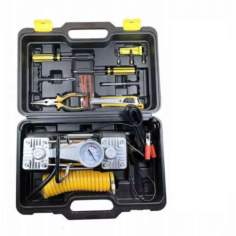 Premium 12V Metal Double Cylinder 150W Portable Car Tire Inflator with Automatic Digital Pressure Gauge