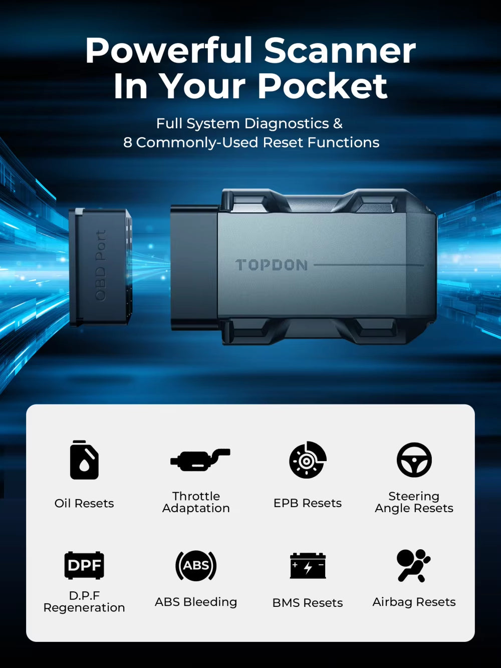 TOPDON Topscan Lite Smart Diagnostic Tool with Bluetooth OBD2 Code Reader and DTC Repair Guide