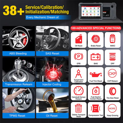 LAUNCH X431 PRO TT Full System Bidirectional Scan Tool with Dbscar VII Connector - 37+ Reset Functions for All Vehicle Makes and Models (Global/European Version)