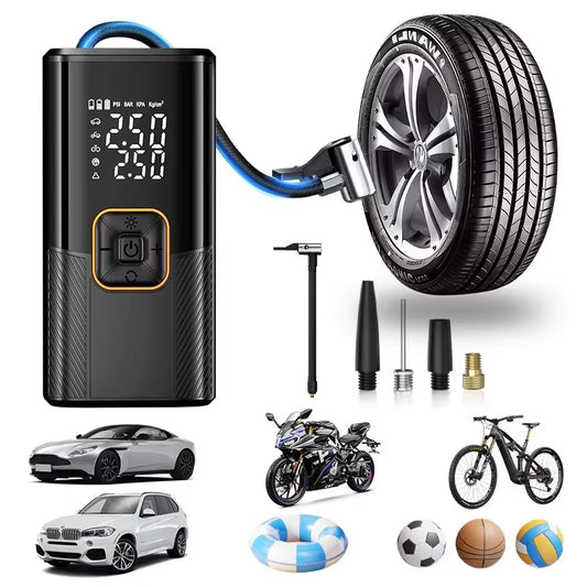 Powerful 150PSI Portable Battery-Operated Air Compressor with Tire Pressure Monitoring and LED Display