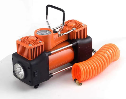 Premium 12V Metal Double Cylinder 150W Portable Car Tire Inflator with Automatic Digital Pressure Gauge