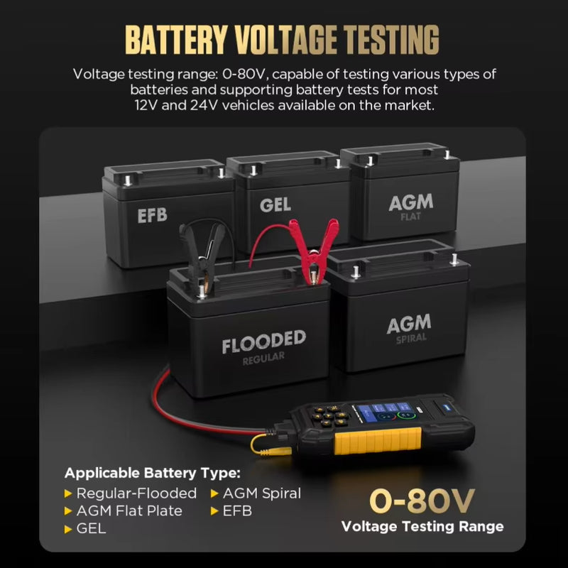 AUTOOL BT960 Digital Lithium Battery Internal Resistance and Load Capacity Analyzer with Printer for 12V, 24V, and 48V Cells