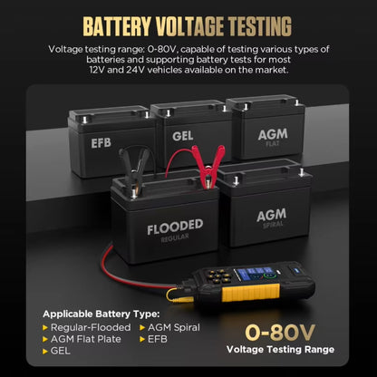 AUTOOL BT960 Digital Lithium Battery Internal Resistance and Load Capacity Analyzer with Printer for 12V, 24V, and 48V Cells