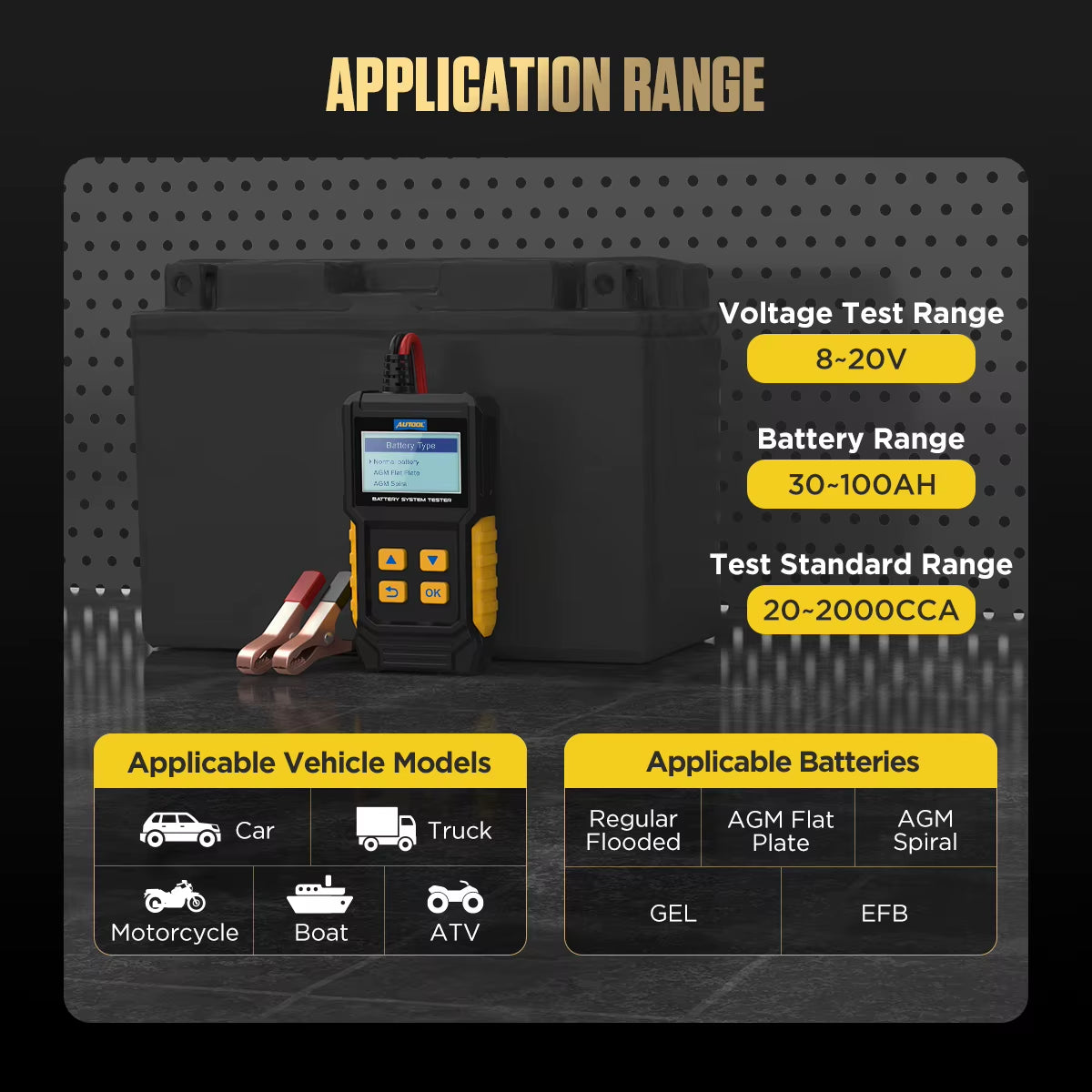 AUTOOL BT360 Digital 12V Battery Diagnosis Analyzer and Capacity Meter for Automotive Testing