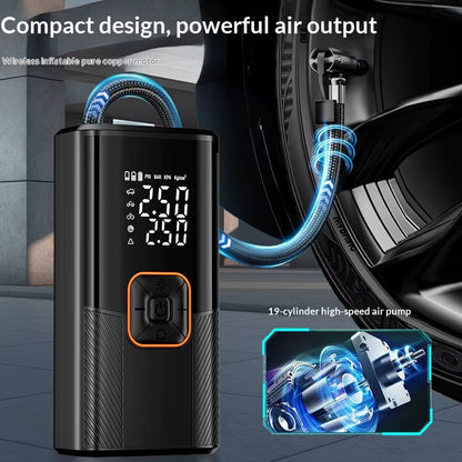 Powerful 150PSI Portable Battery-Operated Air Compressor with Tire Pressure Monitoring and LED Display