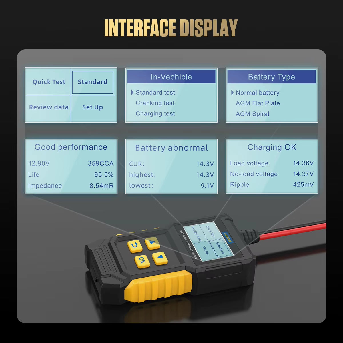 AUTOOL BT360 Digital 12V Battery Diagnosis Analyzer and Capacity Meter for Automotive Testing