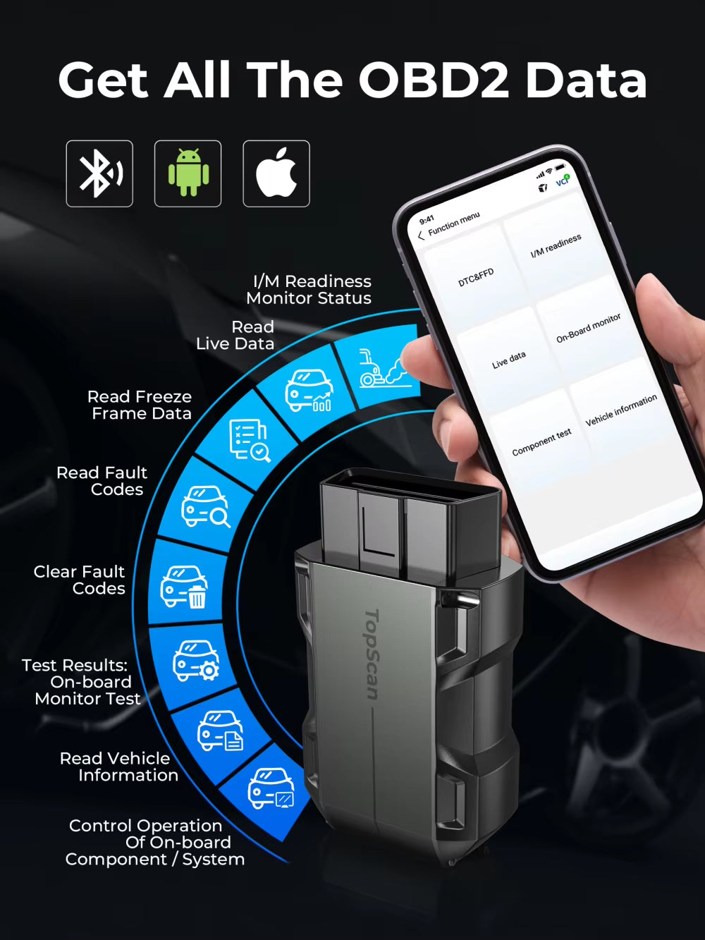 TOPDON Topscan Lite Smart Diagnostic Tool with Bluetooth OBD2 Code Reader and DTC Repair Guide