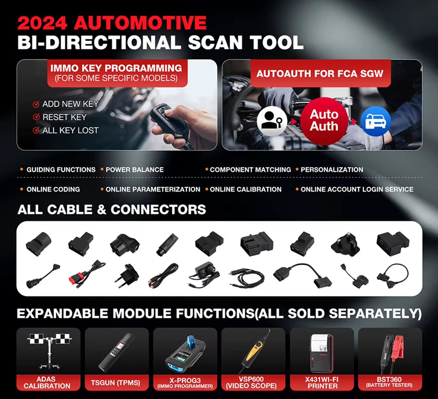 LAUNCH X431 PRO TT Full System Bidirectional Scan Tool with Dbscar VII Connector - 37+ Reset Functions for All Vehicle Makes and Models (Global/European Version)