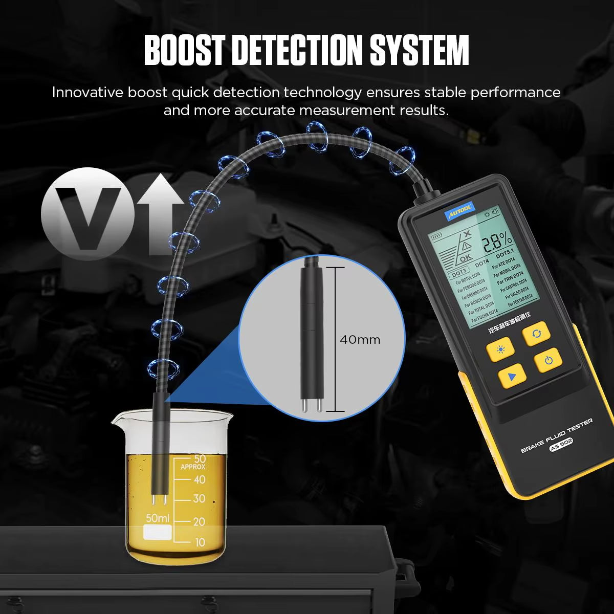 AUTOOL AS502 Digital Brake Fluid Tester for Automotive Use with 2.8-Inch LCD Display